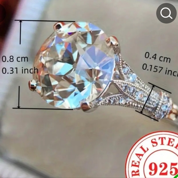 NWOT Moissanite 10MM Round Diamond / 925 Silver Vintage - Picture 6 of 16